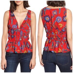 Rebecca Minkoff Lucy Sleeveless Flora Print Top Size Large